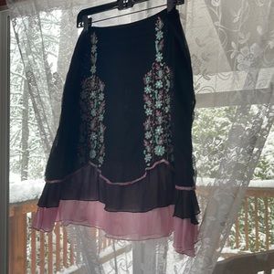 Pink, Black Odille skirt from Anthropologie